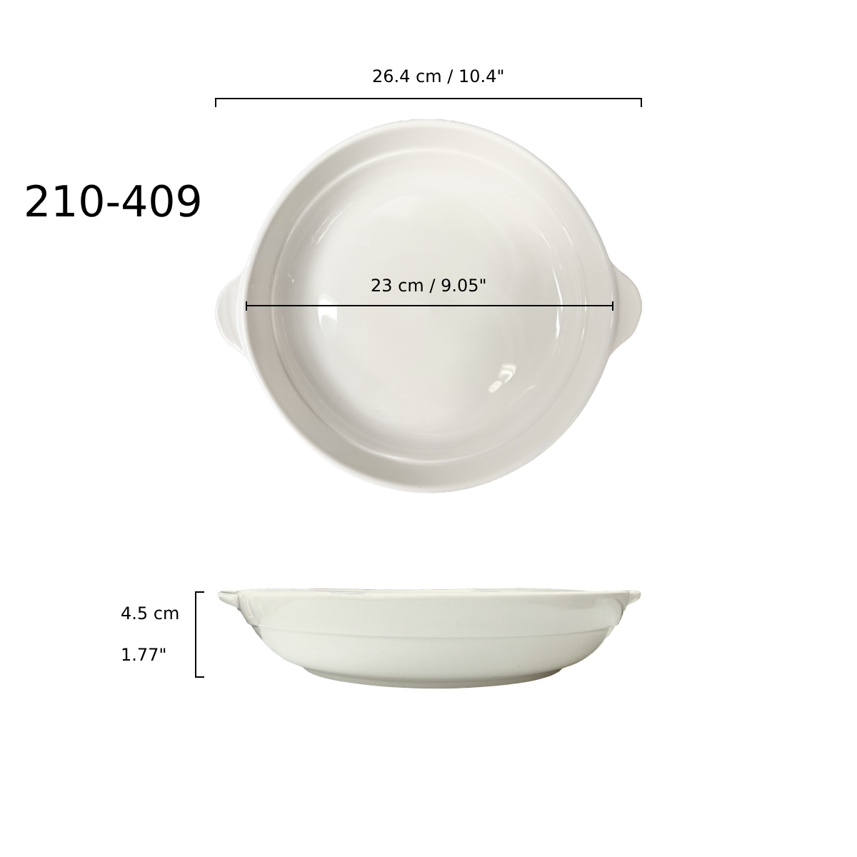 Chefco,C210-409,9.25" White Deep Soup Plate - Ceramic, White