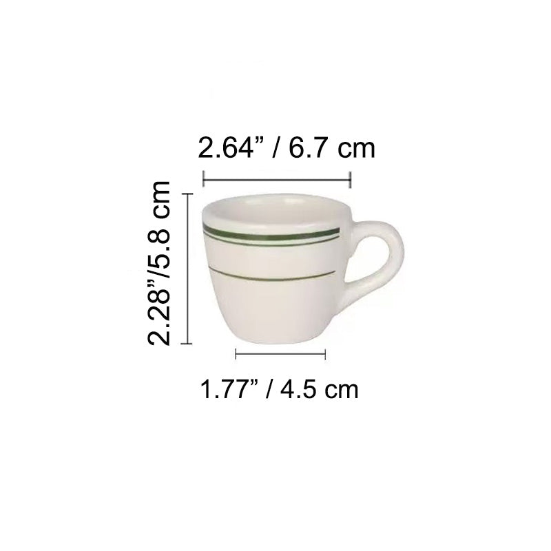 Chefco, VIC-35  Green line Espresso Cup,2- 1/2" Dia,2-1/2" H,3.5 oz, Porcelain China