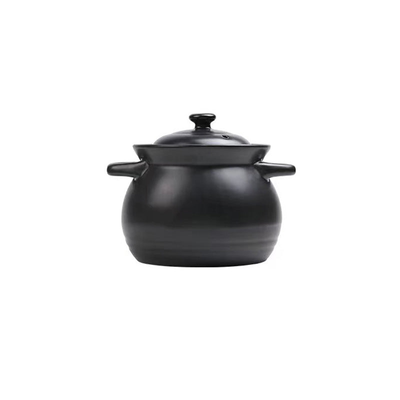 Chefco,FB10K,  Heat Resistant Clay Braising and Casserole Pot with Lid, Black (18 cm / 7.1" Dia) - Chefcoca