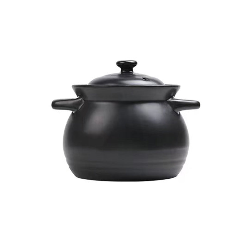 Chefco, FB12K, Fubao Heat Resistant Clay Braising and Casserole Pot with Lid, Black (19 cm / 7.5" Dia) - Chefcoca