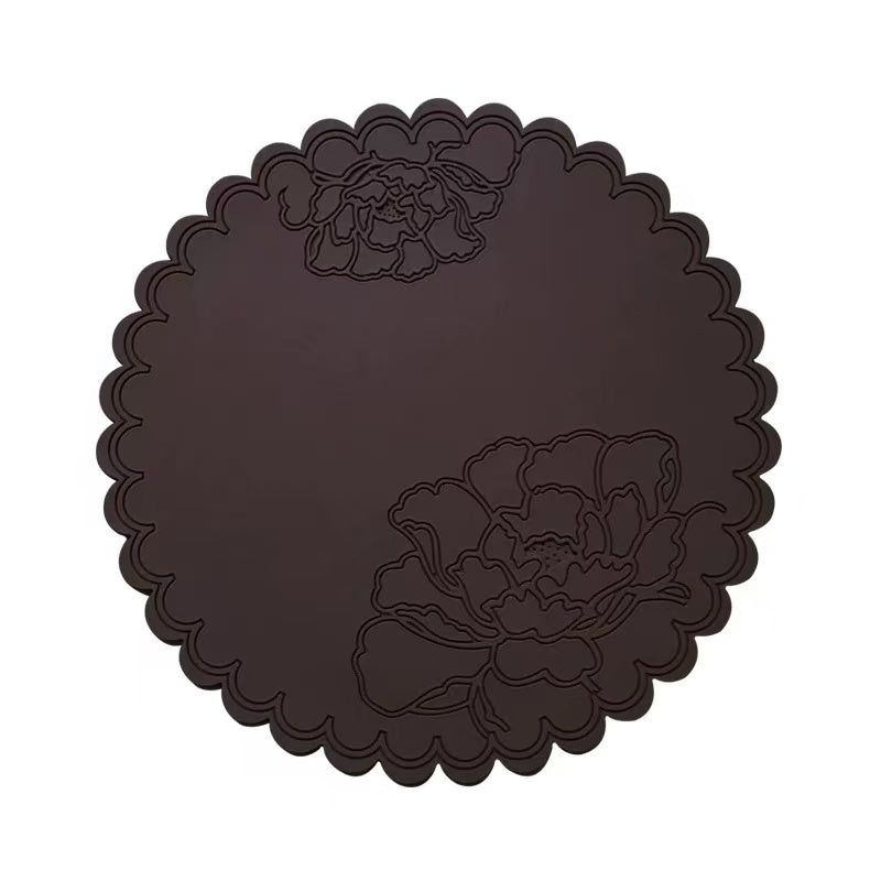 Chefco, PP-G/PP-6.5,  6.5"Silicone Drink Coasters, Vintage Flower Design Coffee Mug Coasters,Anti-Slip Cup Coasters - Chefcoca