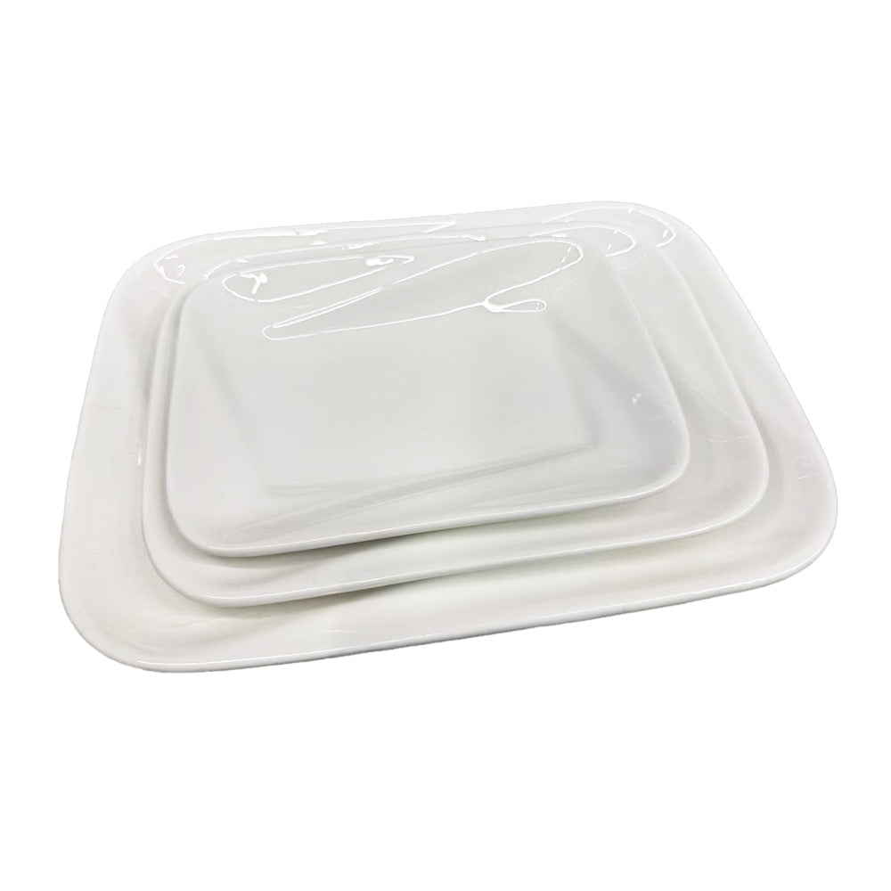 Chefco, PT00066,7.75"x 5.75" Porcelain White Rectangular Plate- Ceramic, White