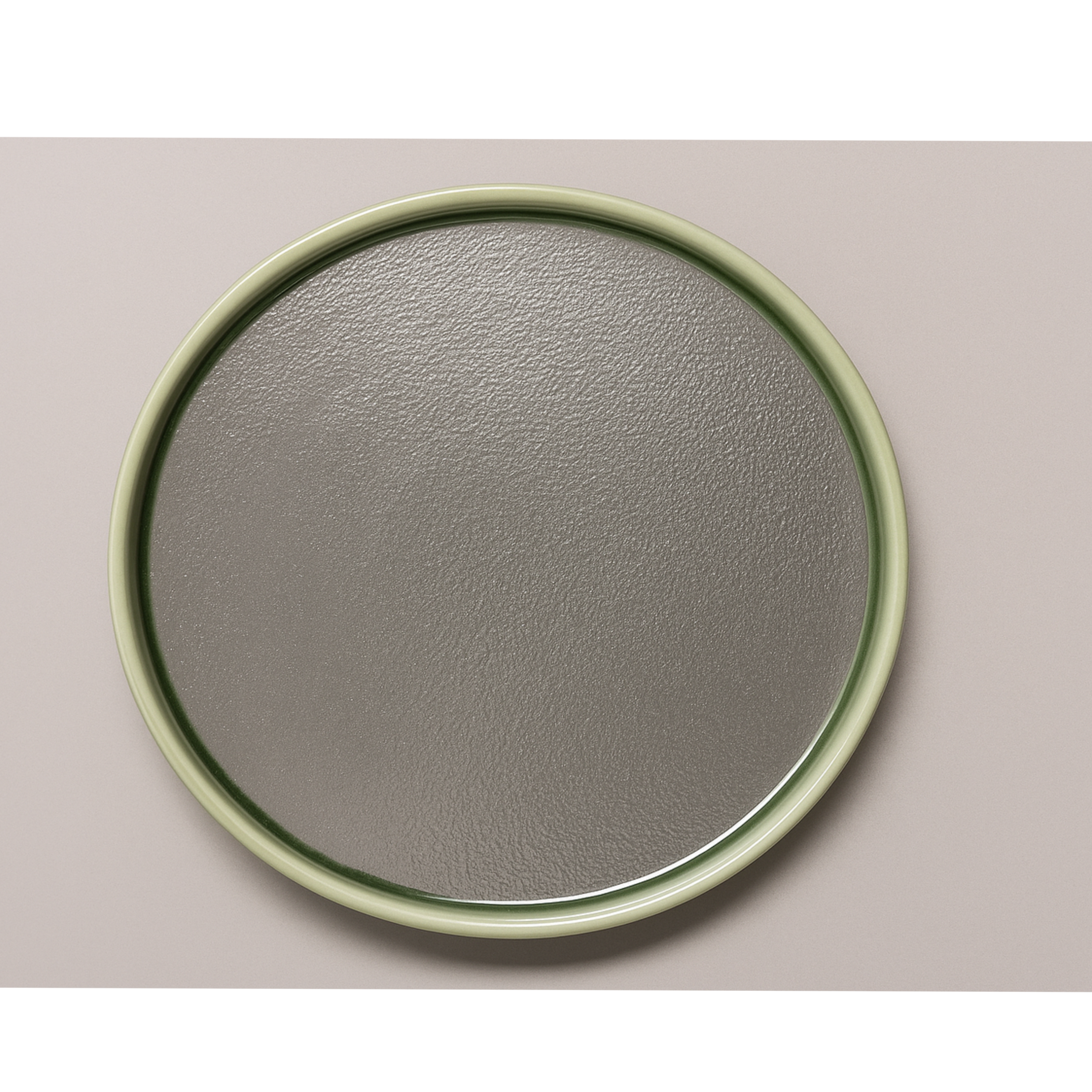 (PTC00427) Assiette en céramique verte et argentée de 11 po avec centre texturé