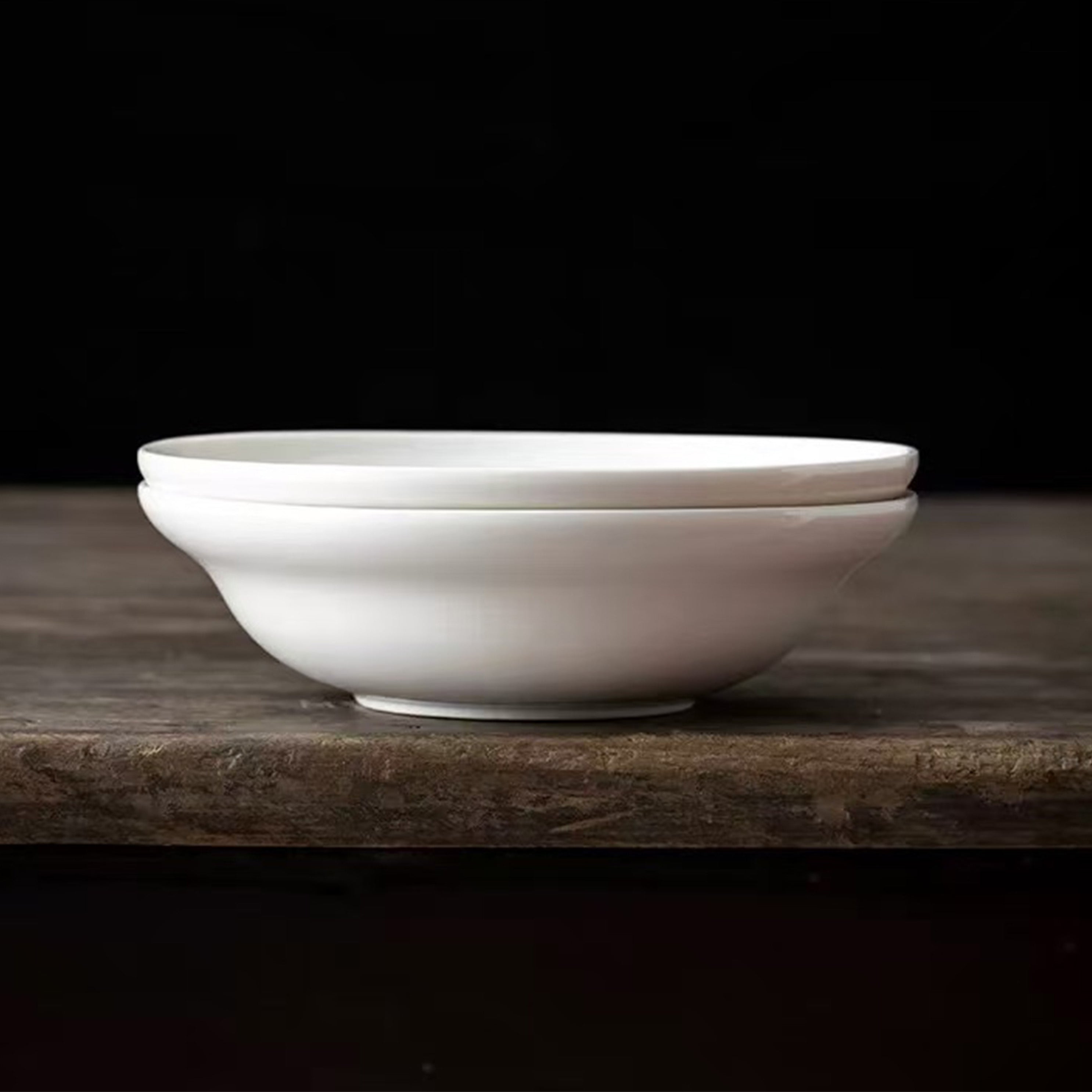 Chefco, 9"White Porcelain Round Deep Bowl – Durable Ceramic Serving Dish- Ceramic, White