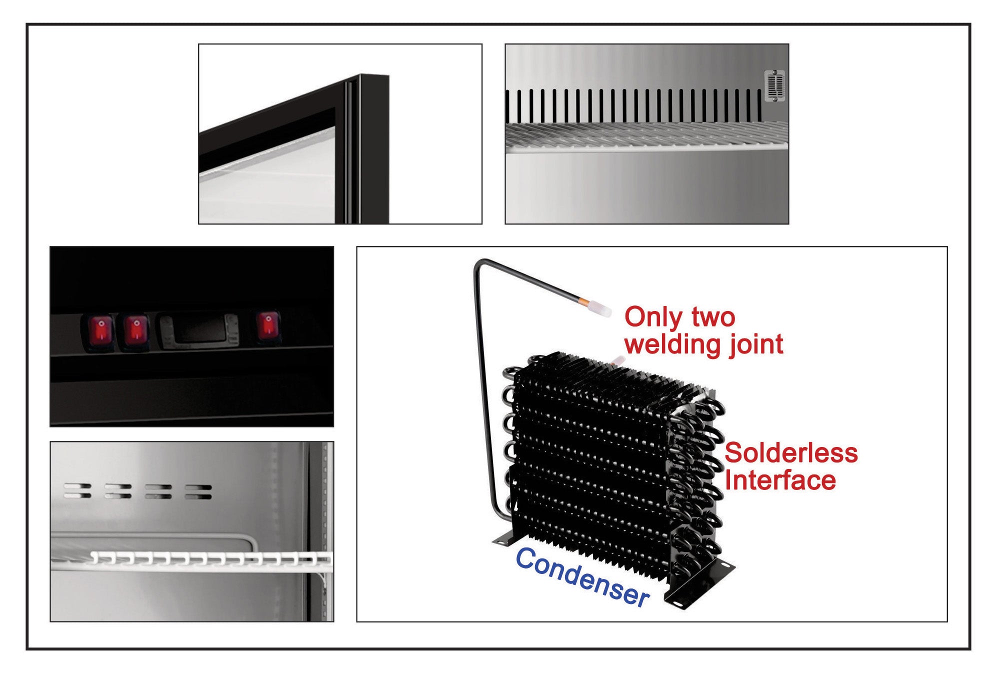 Sub-equip, 80 7/8"x 30"x 80 7/8" Sliding Glass Door Cooler/ Refrigerated Merchandiser with LED Lighting