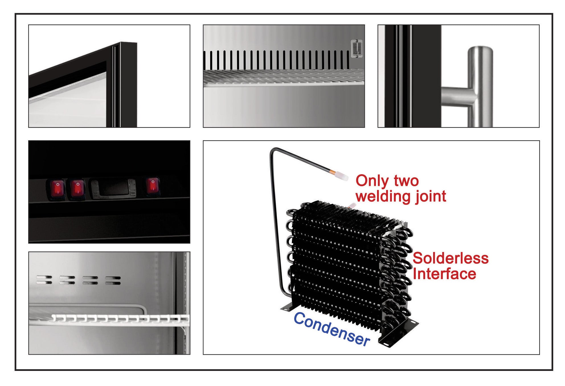 Sub-equip, 48ft³ Swinging Glass Door Freezer Merchandiser with LED Lighting