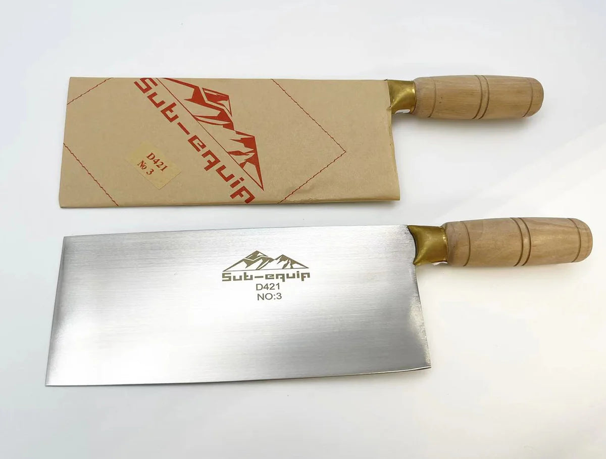 Sub-equip,D421, #3 Stainless Steels SANG Cleaver with Wooden Handle - Chefcoca