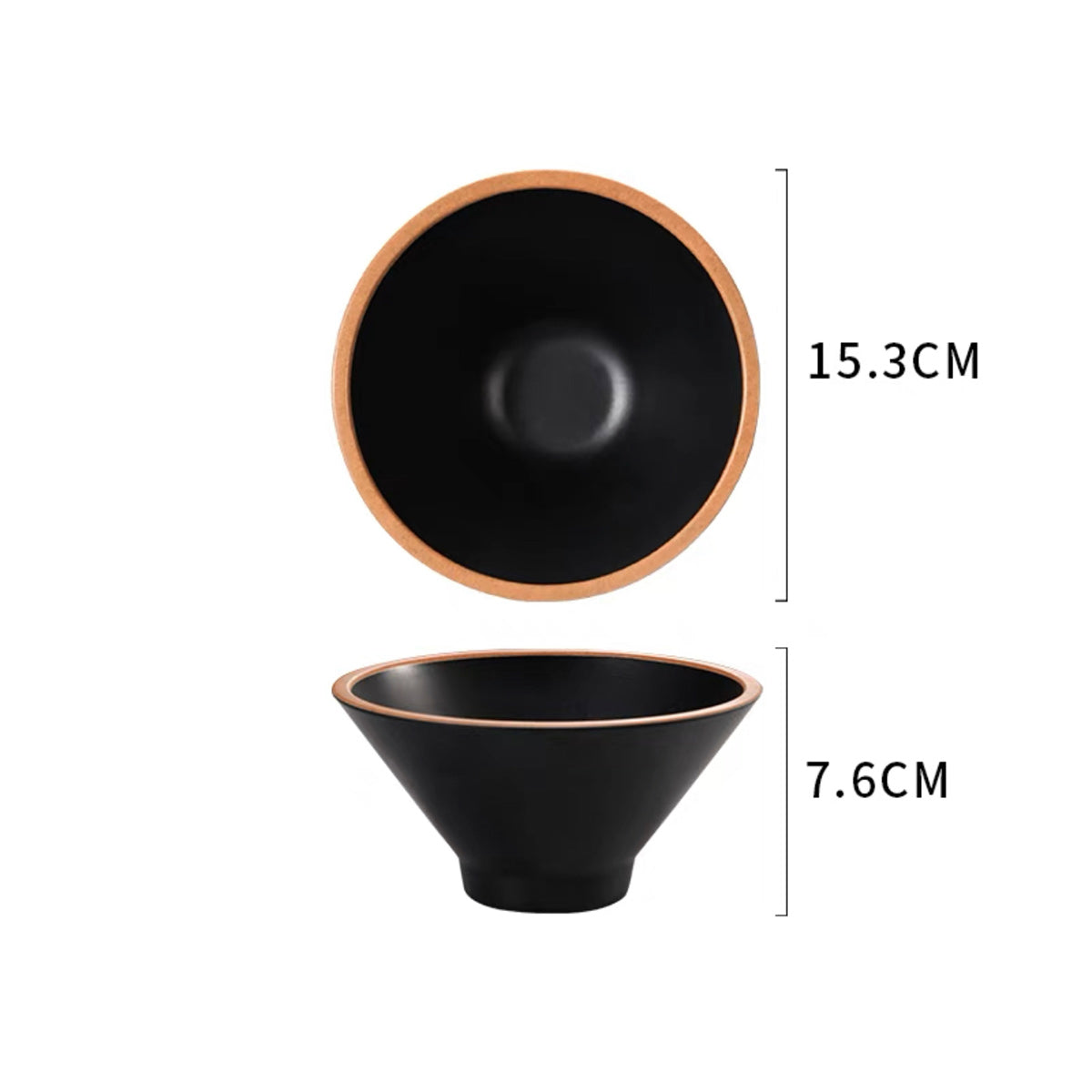 Black and Orange Colour Block Ramen Melamine Bowl (#DAA120-060,DAA120-070,#DAA120-080)