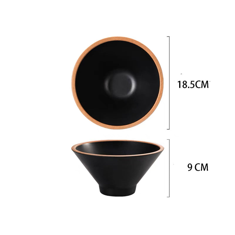 Black and Orange Colour Block Ramen Melamine Bowl (#DAA120-060,DAA120-070,#DAA120-080)