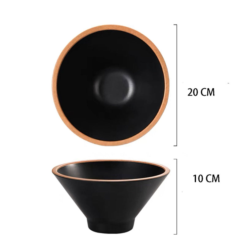 Black and Orange Colour Block Ramen Melamine Bowl (#DAA120-060,DAA120-070,#DAA120-080)