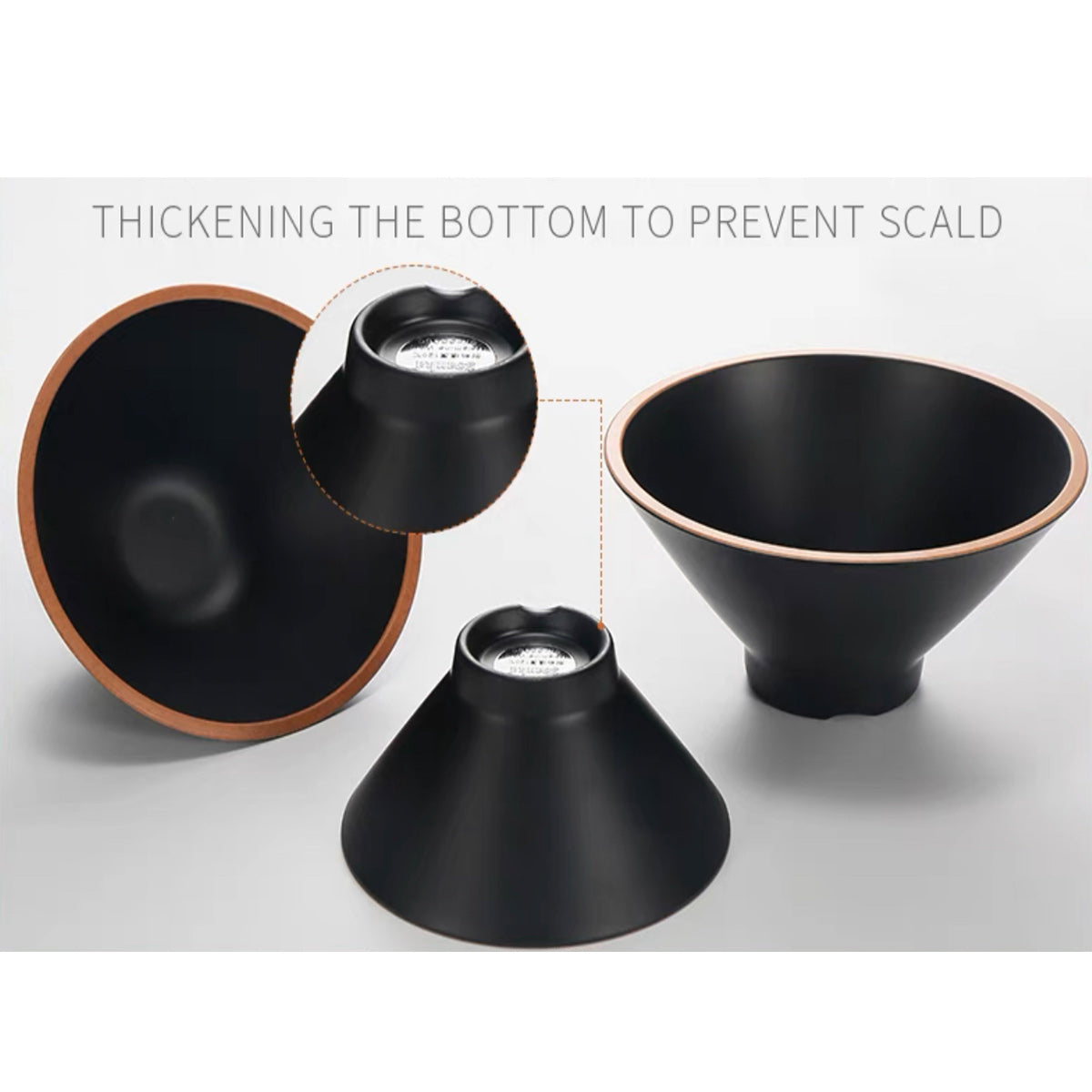 Black and Orange Colour Block Ramen Melamine Bowl (#DAA120-060,DAA120-070,#DAA120-080)