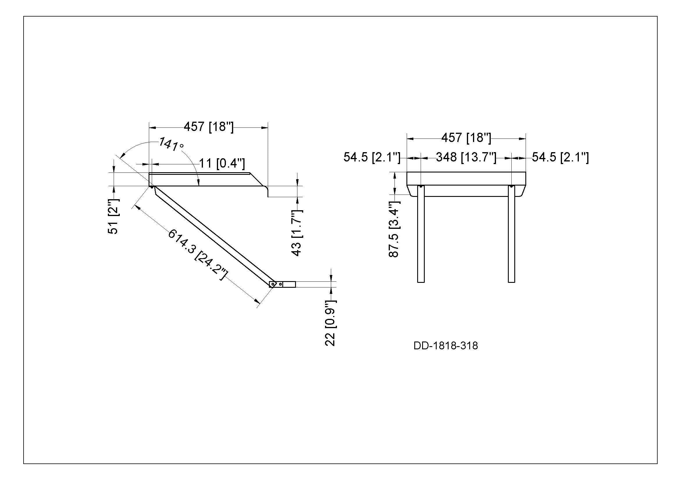 Table de nettoyage côté gauche en acier inoxydable calibre 18 série 304 (76,2 x 61 x 114 cm)