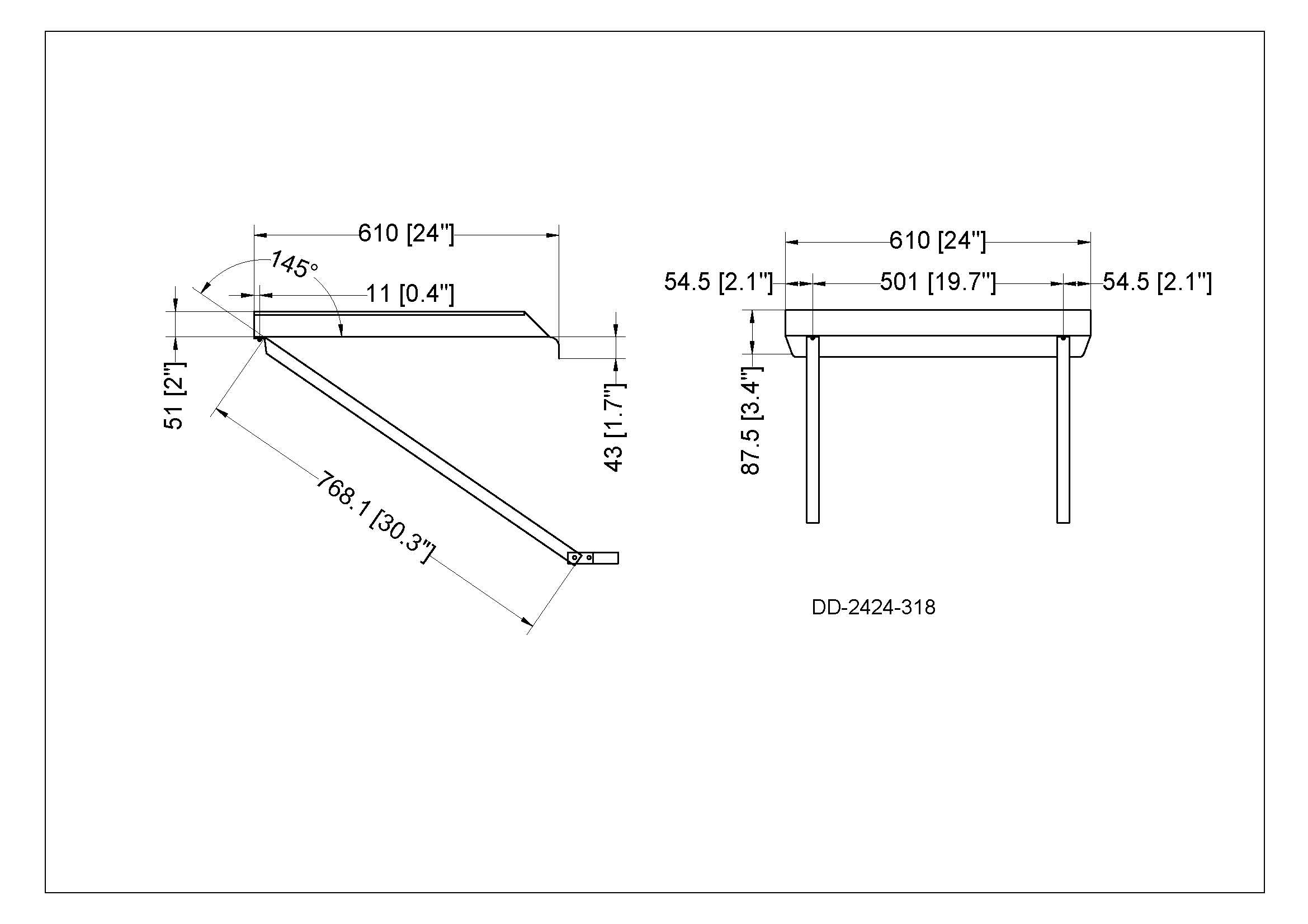 Table de nettoyage côté gauche en acier inoxydable calibre 18 série 304 (76,2 x 61 x 114 cm)