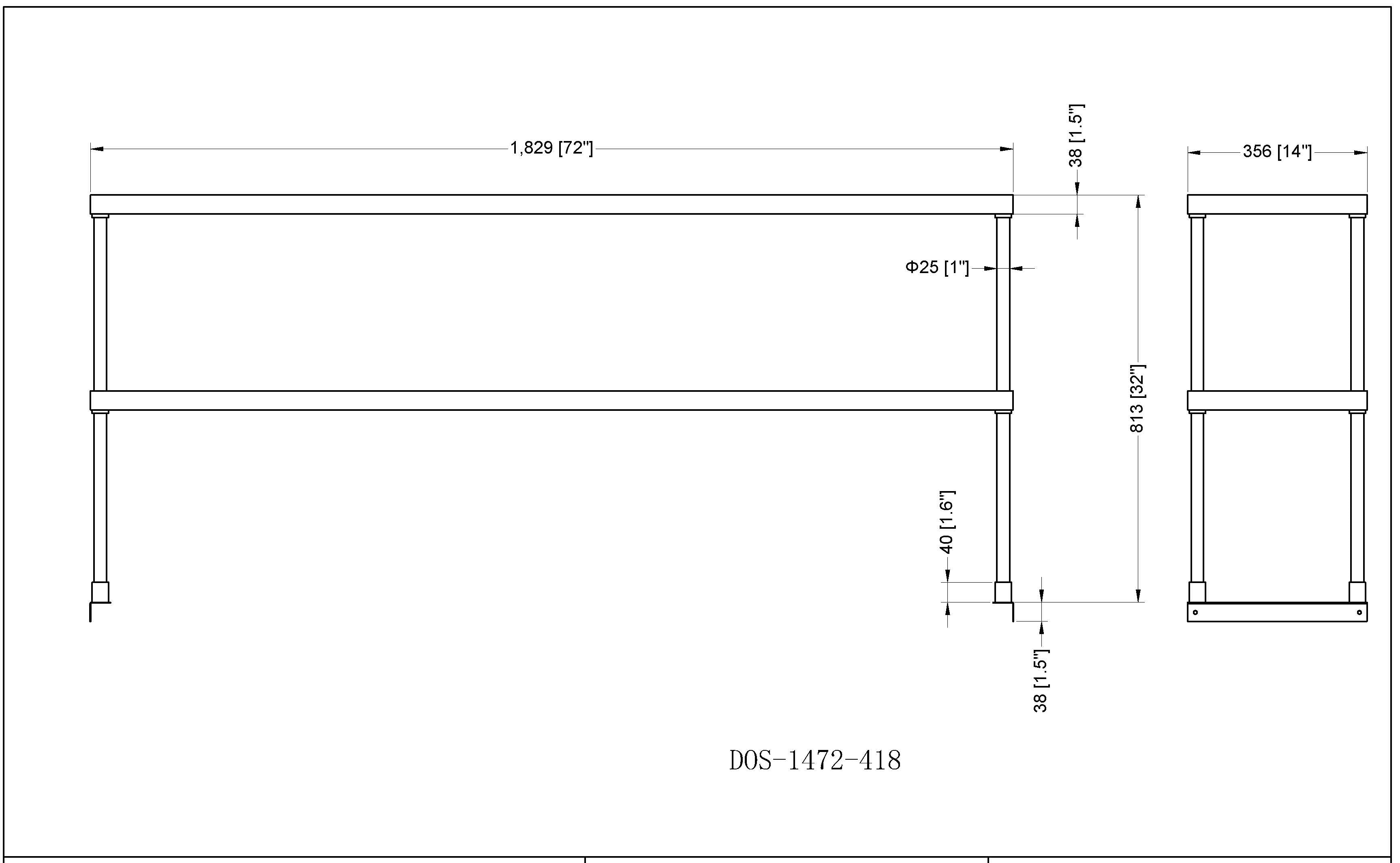 Étagère à deux niveaux en acier inoxydable 304, calibre 18, Metal304