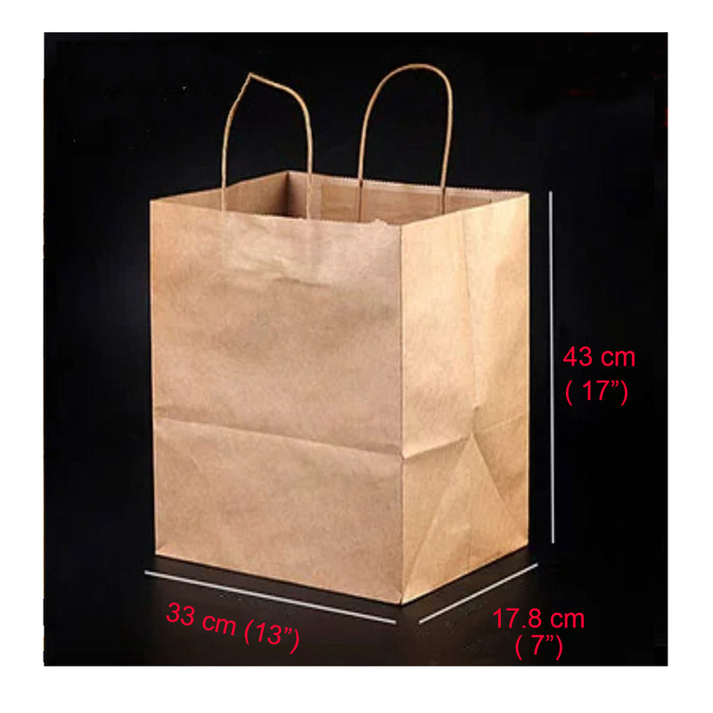 200 Pcs, ECO Friendly Kraft Paper Bags with Recycled Twist Handle, 140gsm (PB-1377/EM-1377)