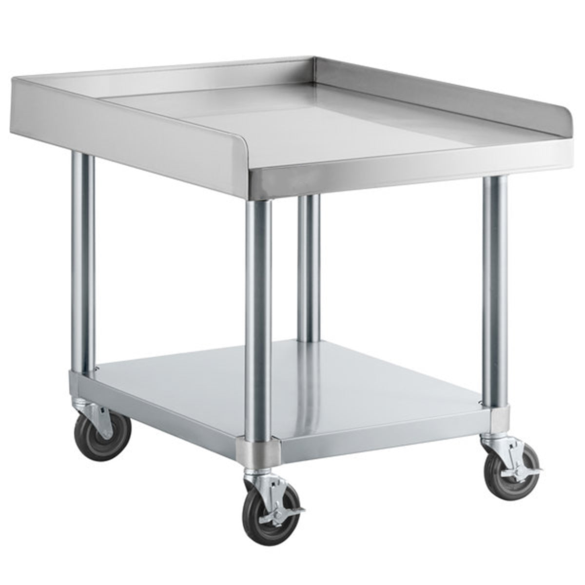 30" x 24" 18-Gauge 304 Stainless Steel Equipment Stand with Galvanized Legs, Undershelf, and Casters