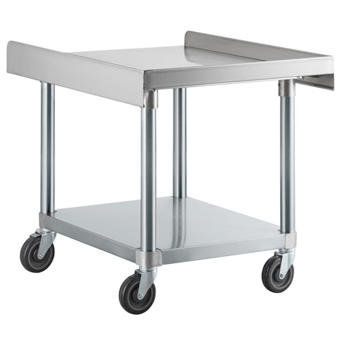 30" x 24" 18-Gauge 304 Stainless Steel Equipment Stand with Galvanized Legs, Undershelf, and Casters - Chefcoca