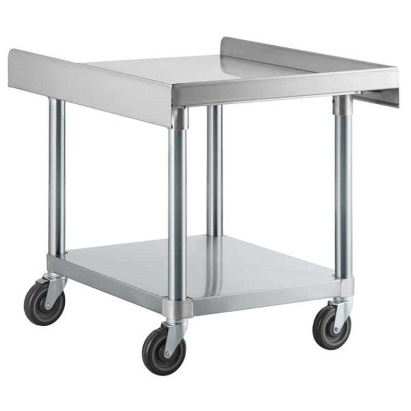 30" x 24" 18-Gauge 304 Stainless Steel Equipment Stand with Galvanized Legs, Undershelf, and Casters
