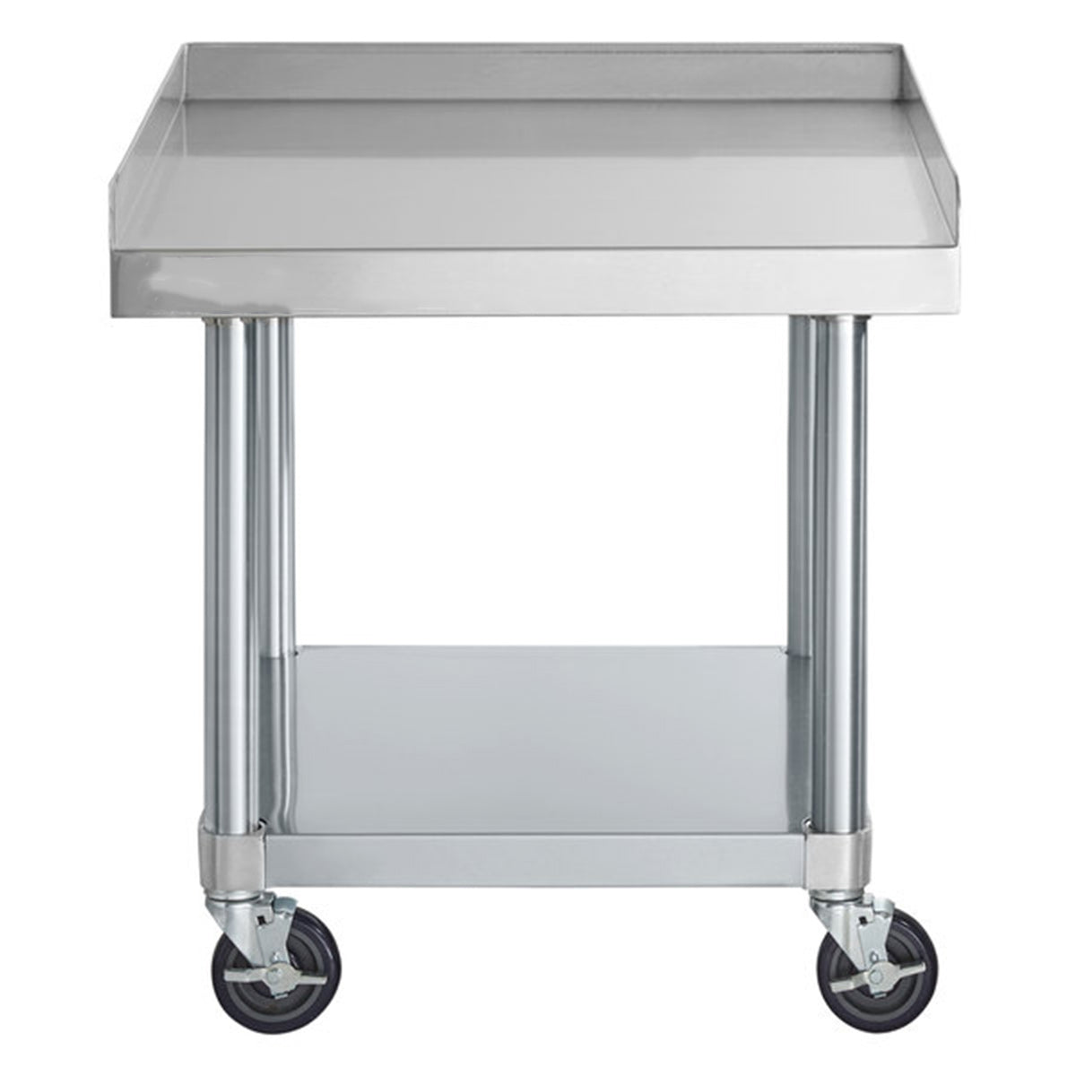 30" x 24" 18-Gauge 304 Stainless Steel Equipment Stand with Galvanized Legs, Undershelf, and Casters - Chefcoca