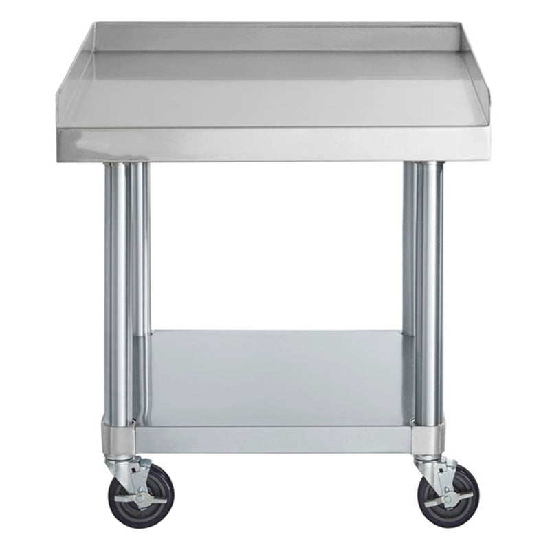 30" x 24" 18-Gauge 304 Stainless Steel Equipment Stand with Galvanized Legs, Undershelf, and Casters