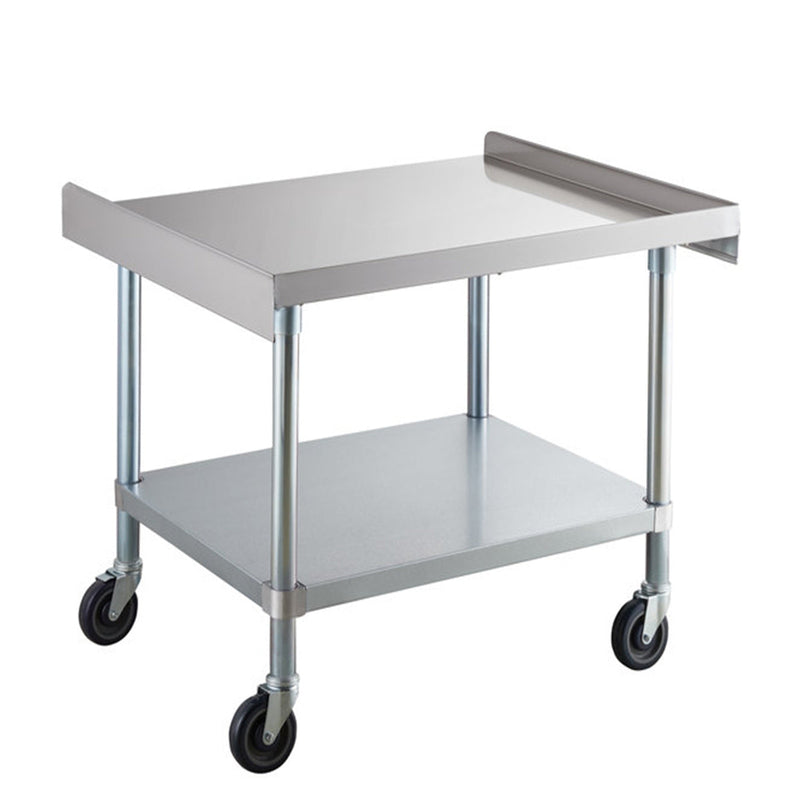 30" x 36" 18-Gauge 304 Stainless Steel Equipment Stand with Galvanized Legs, Undershelf, and Casters