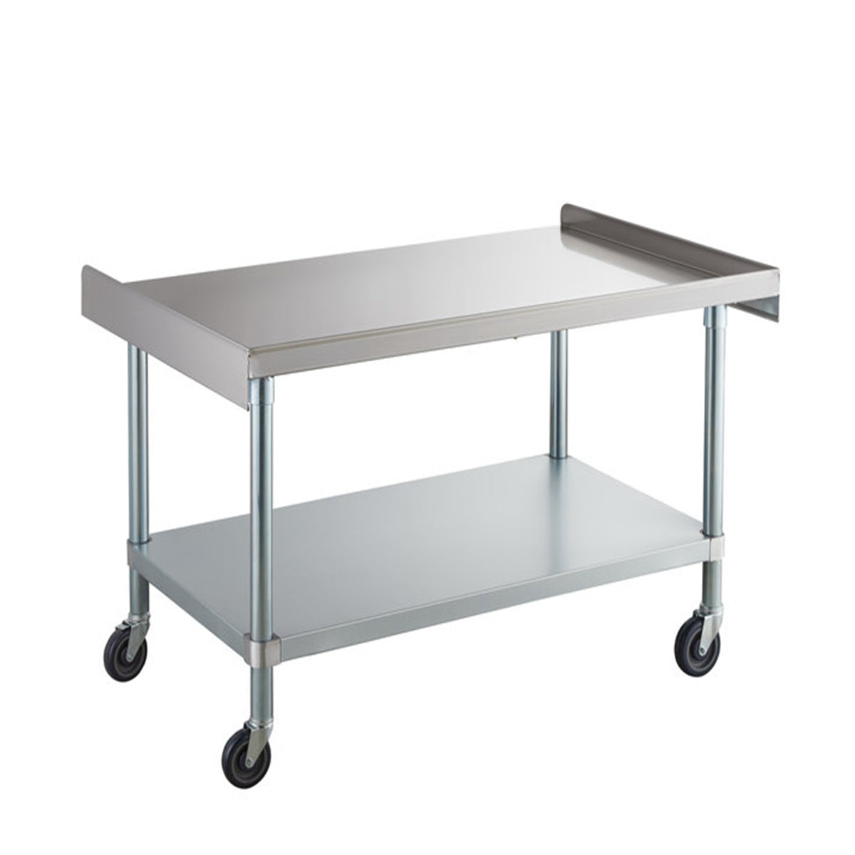 30" x 48" 18-Gauge 304 Stainless Steel Equipment Stand with Galvanized Legs, Undershelf, and Casters - Chefcoca