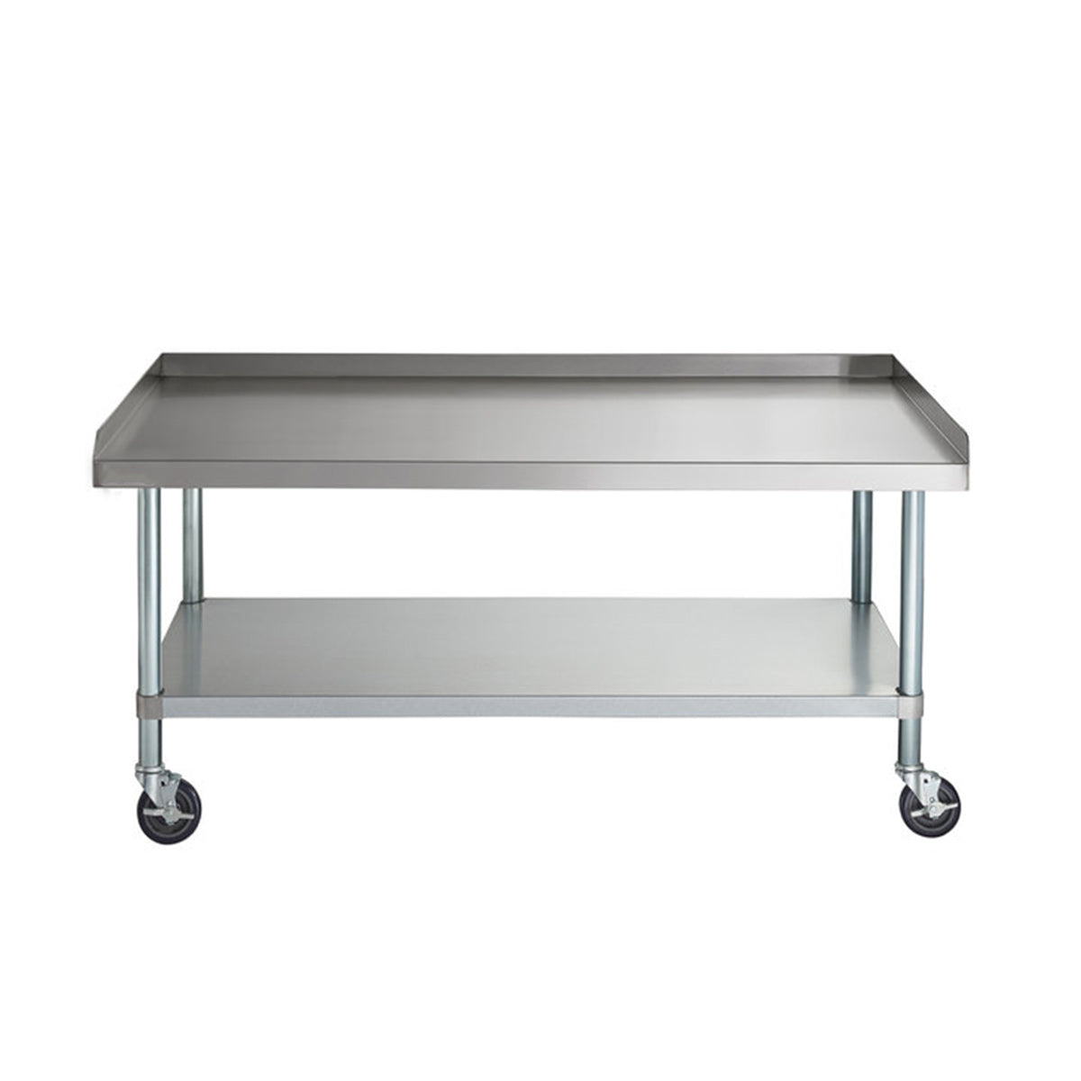 30" x 48" 18-Gauge 304 Stainless Steel Equipment Stand with Galvanized Legs, Undershelf, and Casters - Chefcoca