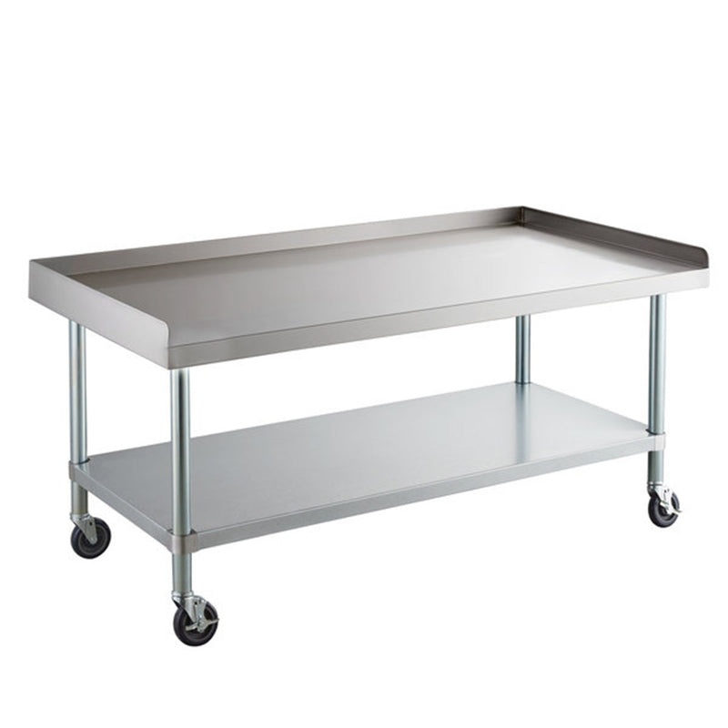 30" x 60" 18-Gauge 304 Stainless Steel Equipment Stand with Galvanized Legs, Undershelf, and Casters