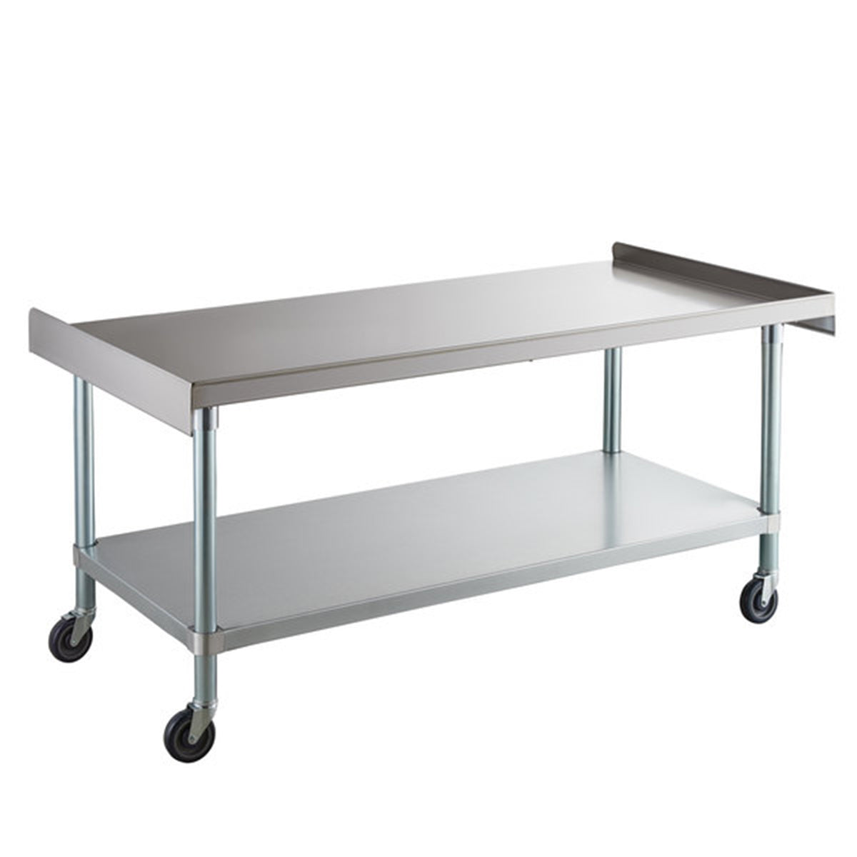 30" x 60" 18-Gauge 304 Stainless Steel Equipment Stand with Galvanized Legs, Undershelf, and Casters - Chefcoca