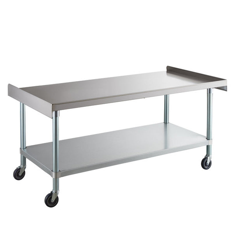 30" x 60" 18-Gauge 304 Stainless Steel Equipment Stand with Galvanized Legs, Undershelf, and Casters