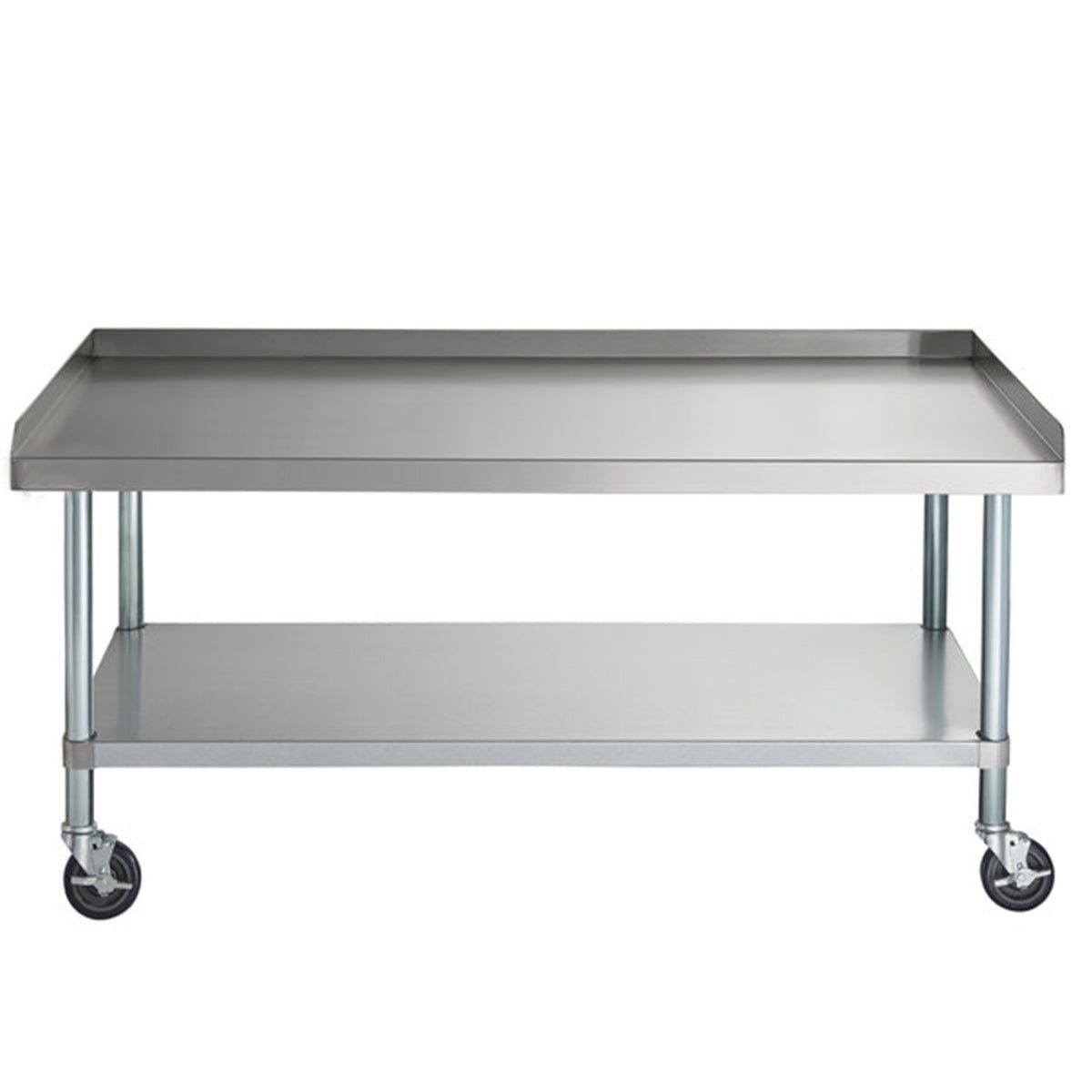 30" x 60" 18-Gauge 304 Stainless Steel Equipment Stand with Galvanized Legs, Undershelf, and Casters