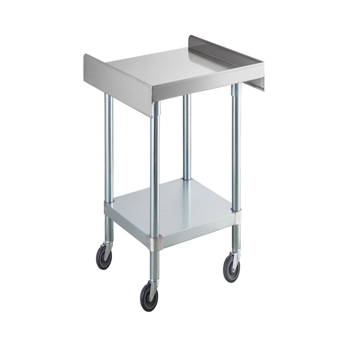 30" x 18" 18-Gauge 304 Stainless Steel Equipment Stand with Galvanized Legs, Undershelf, and Casters