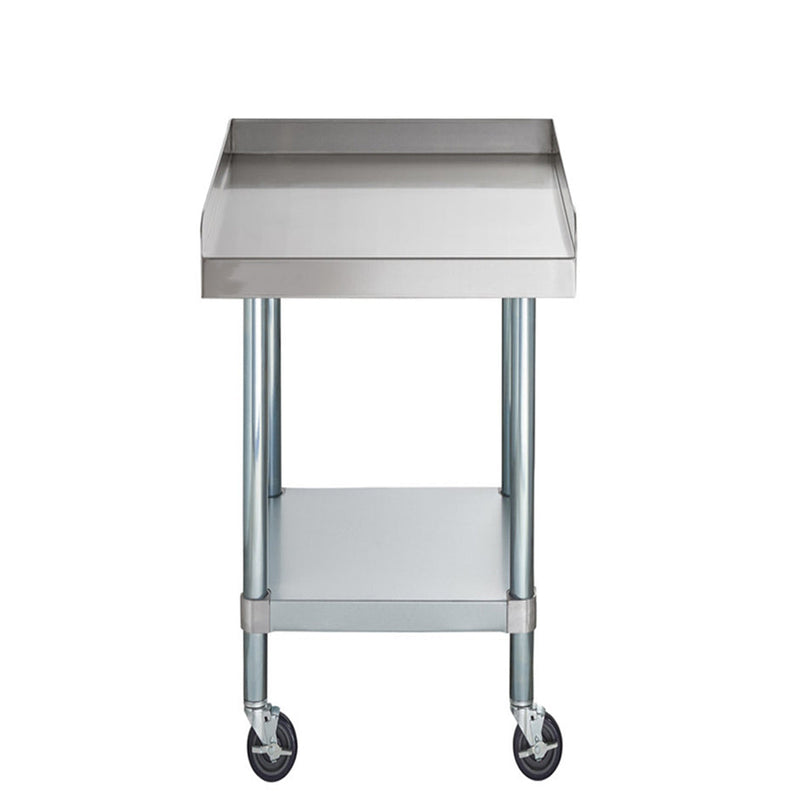 30" x 18" 18-Gauge 304 Stainless Steel Equipment Stand with Galvanized Legs, Undershelf, and Casters