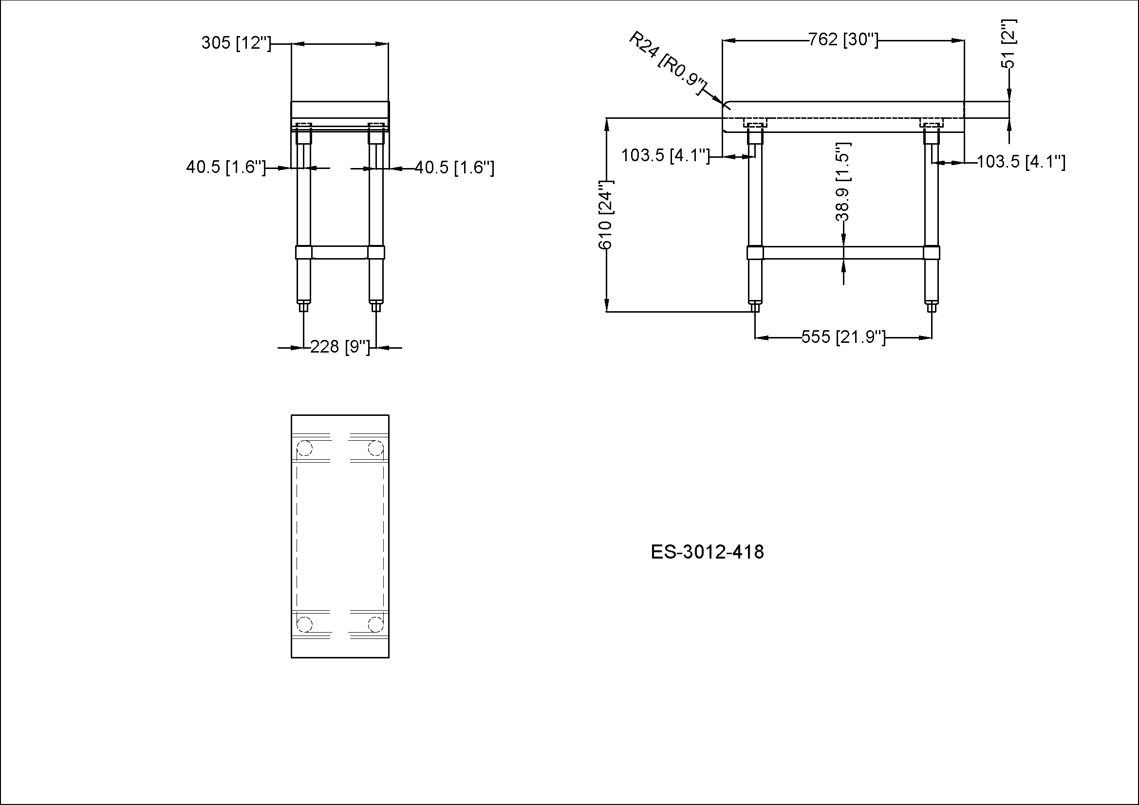 Chefco, ES-3012-418, 30" x 12" 18-Gauge Stainless Steel Equipment Stand with Galvanized Undershelf - Chefcoca