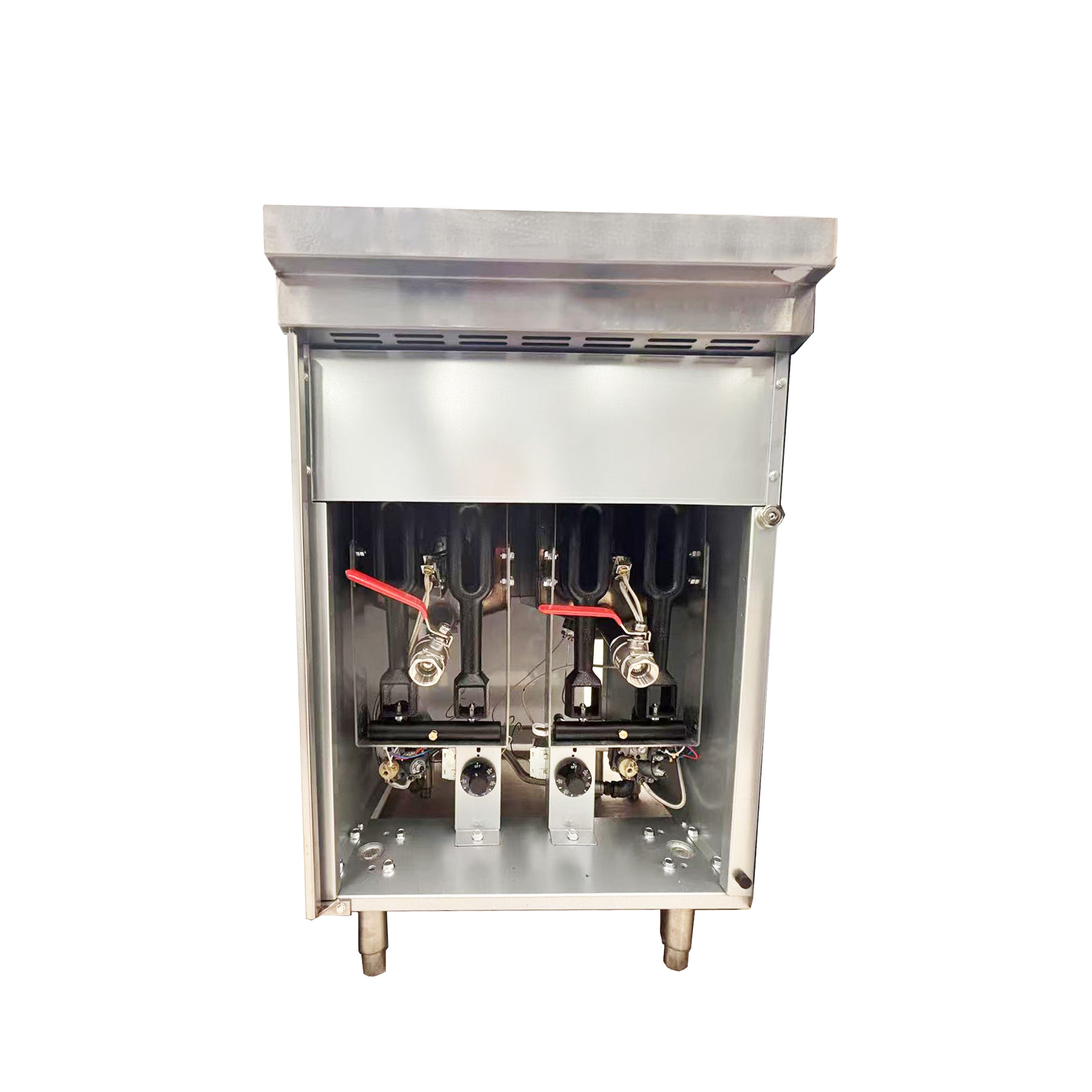 Turbo Range, Natural Gas Deep Fryer,120, 000 BTU, Split tank, 21 ¹/₃₂” x 29 ²⁹/₆₄”  x 46 ²⁷/₃₂”, 72-78lb Oil Capacity (TR-F4-SPTK)