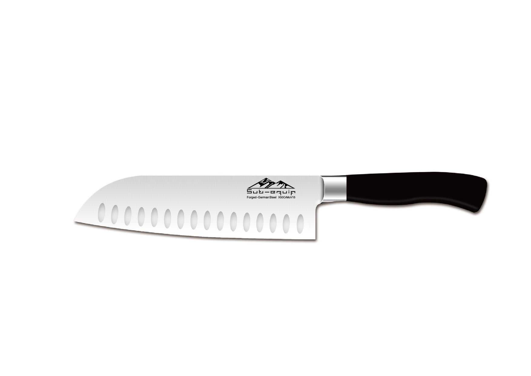 Sub-Equip High Carbon German Steel X50CrMoV15 Alloy 7" Forged Santoku, Granton (KFS-70) - Chefcoca