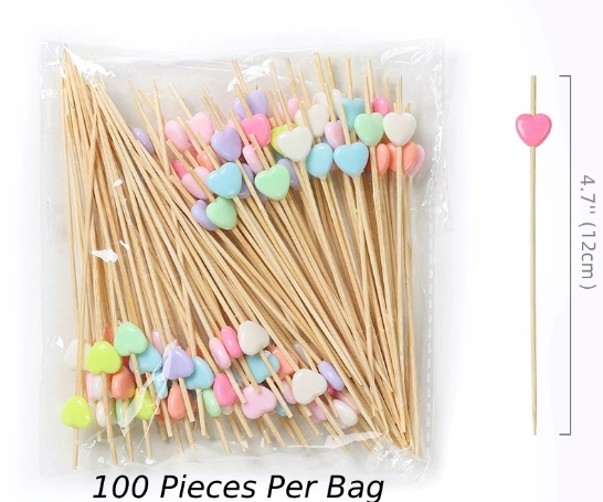 Cocktail Picks Handmade Bamboo Toothpicks 4.7'' Multicolor Dice (100 Pieces)