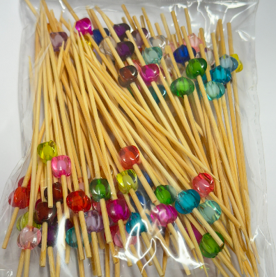 Cocktail Picks Handmade Bamboo Toothpicks 4.7'' Multicolor Dice (100 Pieces)