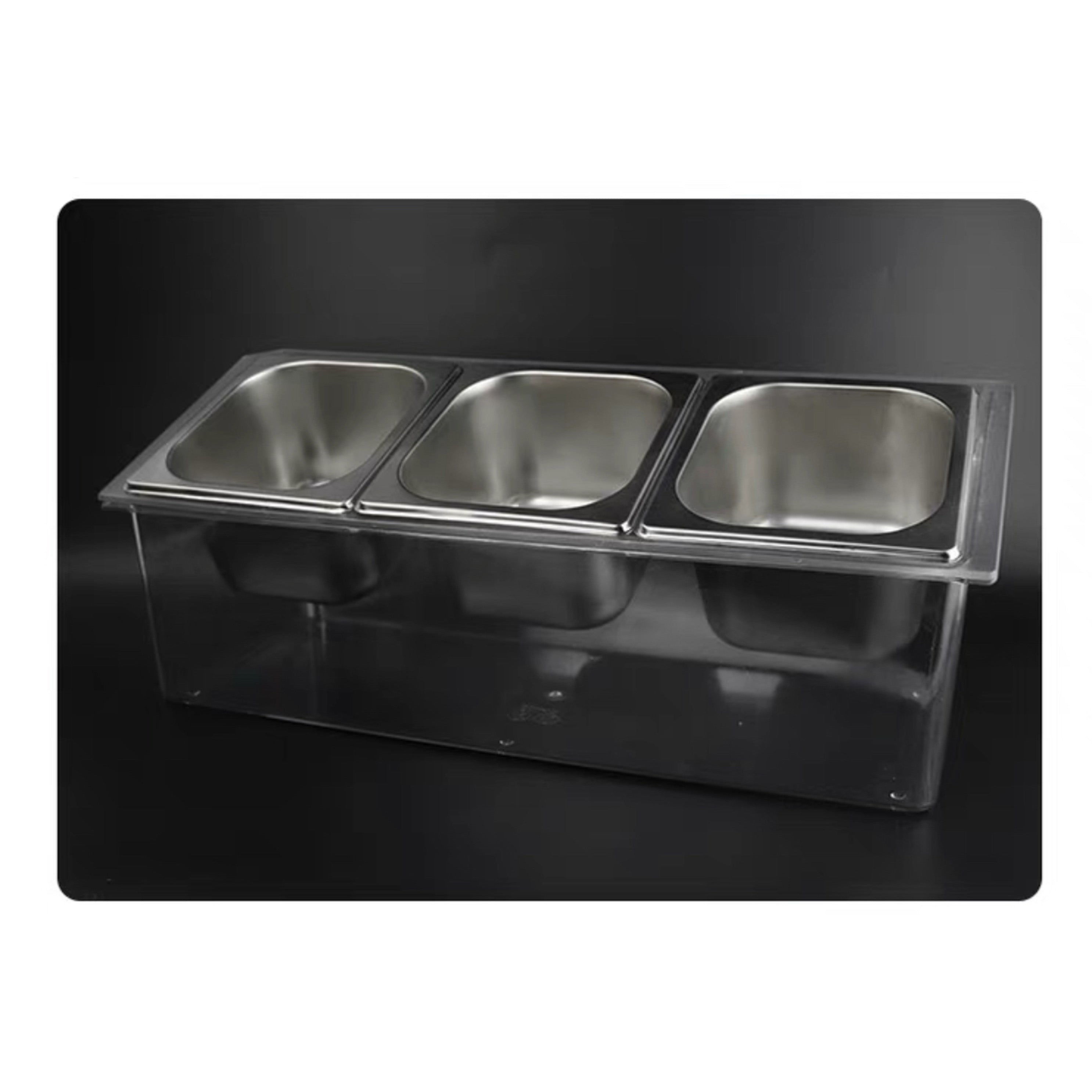 Porte-condiments, 5 compartiments, base en acier inoxydable