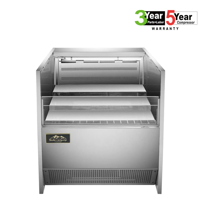 Sub-equip,36" Low Profile Horizontal Air Curtain Open Refrigerated Display Case,Grab and Go refrigerator self-serve counter case (W36" X D34"X H33")