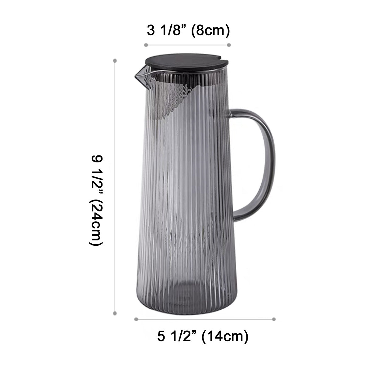 Glass Pitcher with lid and Spout, 1.4L