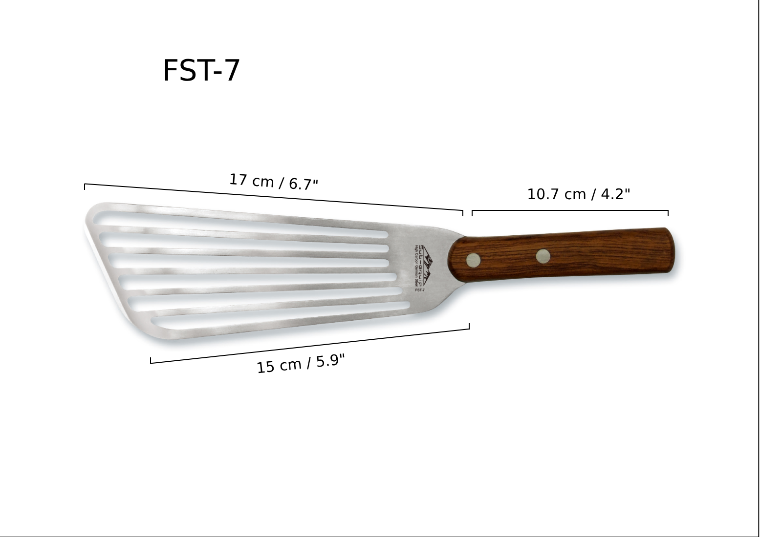 Chefco, 7" Fish Spatula, with Rosewood Handle (FST-7 - Chefcoca