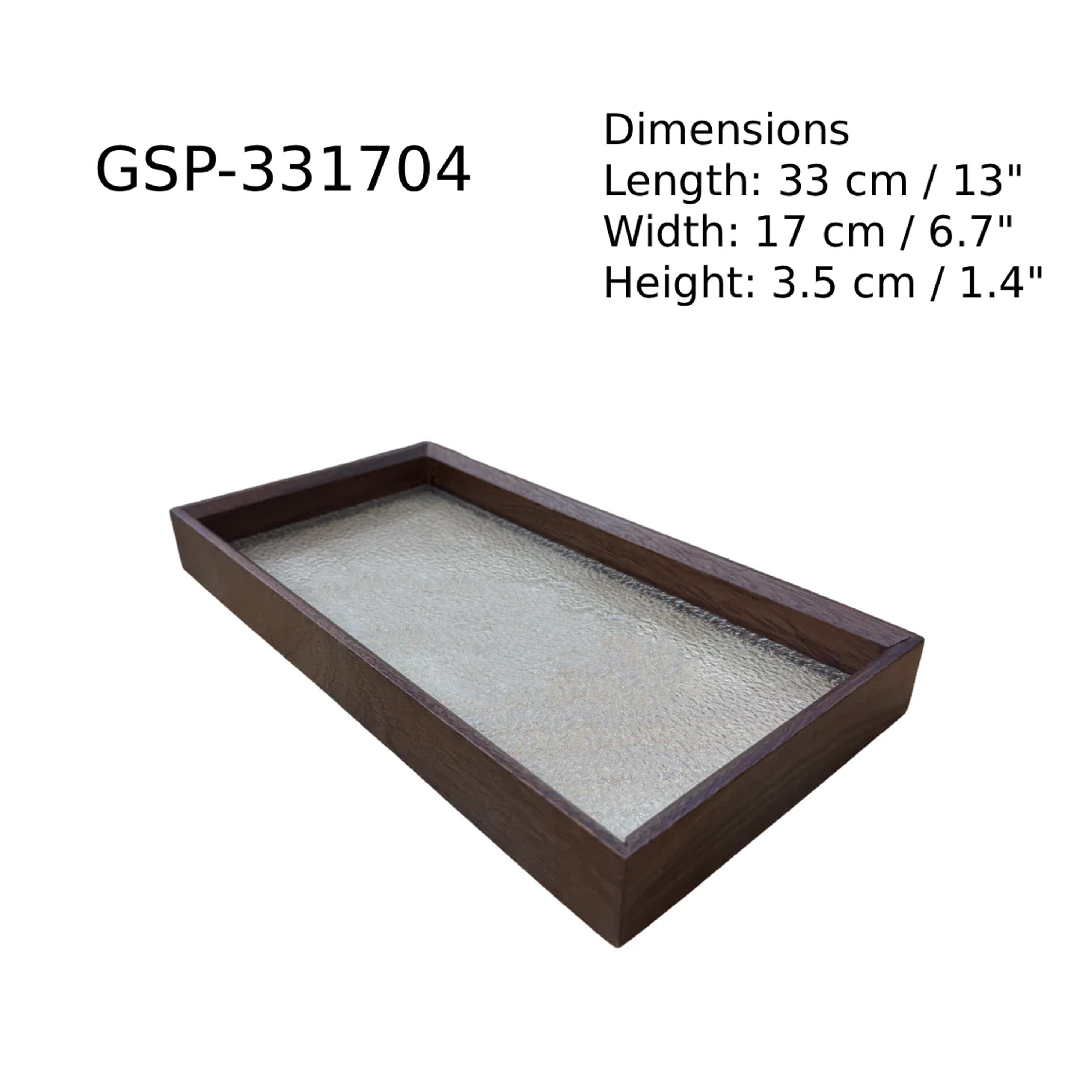 Chefco, Rectangular Glass Serving Plate with Wooden Frame (GSP-331704) - Chefcoca