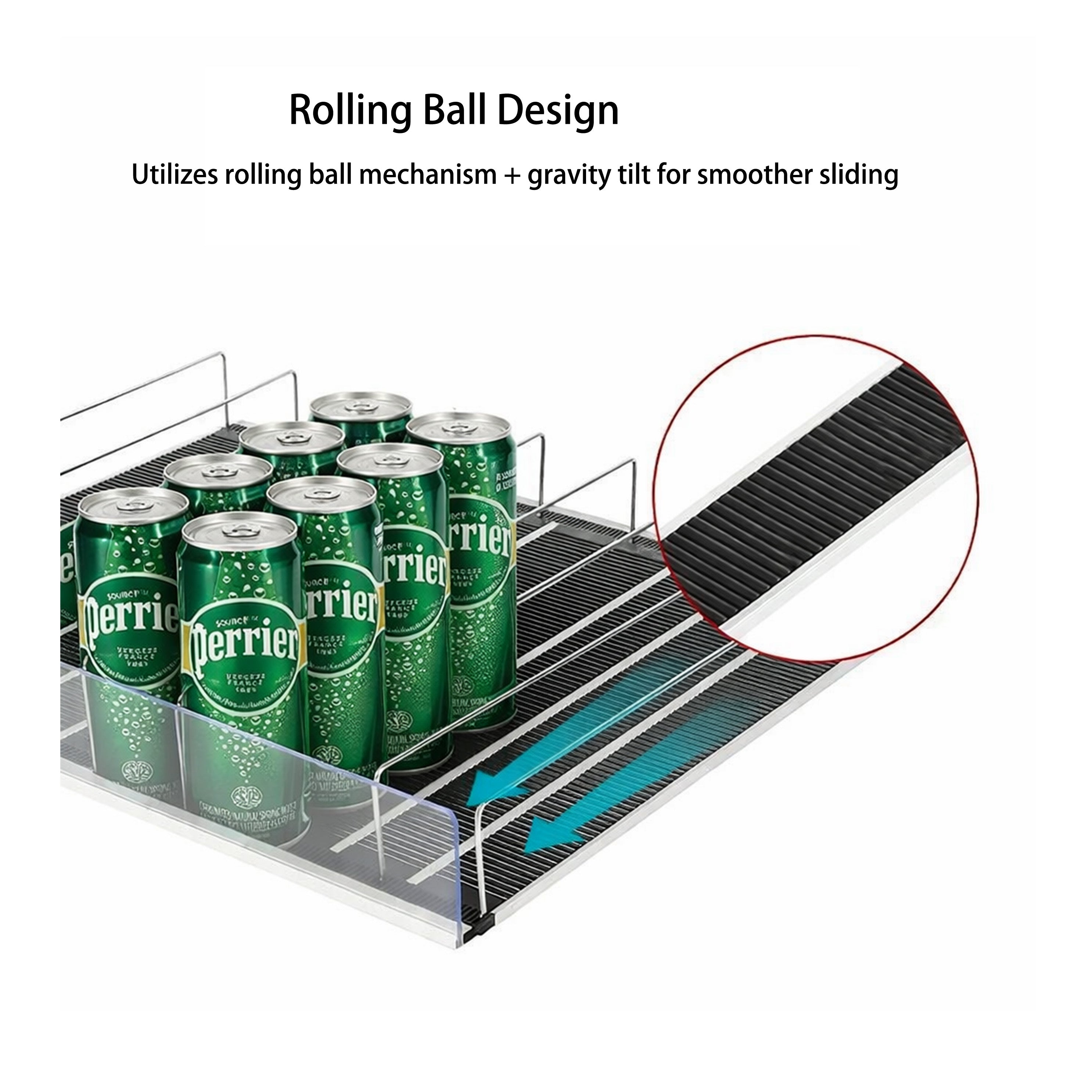Chefco, 23"x 21-7/8" Gravity Roller Shelf – Aluminum Alloy, sliding shelf with roller feed track for refrigerator - Chefcoca