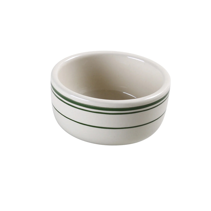 Chefco, VIC-95 Green Band Jung Bowl, 9.5 oz, 4.35" X 2", China, American White