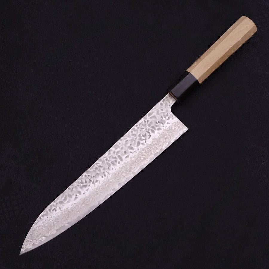 MUSASHI Gyuto AUS-10 Tsuchime Damascus Buffalo Magnolia Handle 240mm (256-240) - Chefcoca