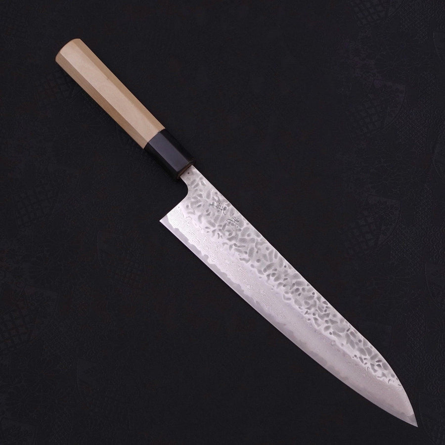 MUSASHI Gyuto AUS-10 Tsuchime Damascus Buffalo Magnolia Handle 240mm (256-240) - Chefcoca