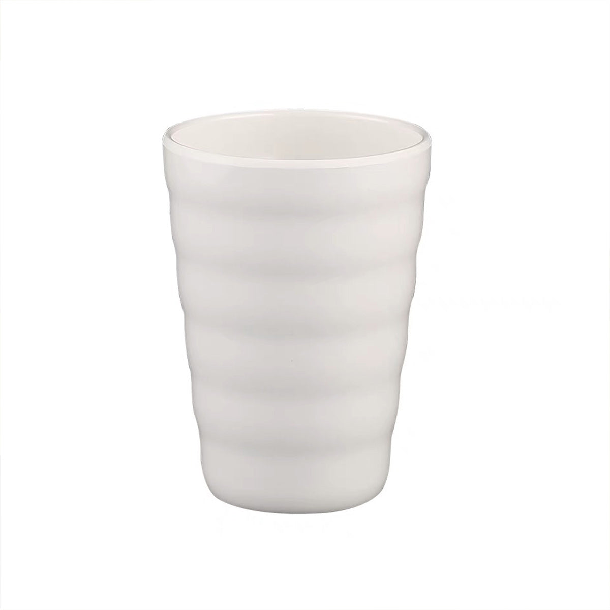 White Melamine Tapered Ridges Tumbler （HC6028W））