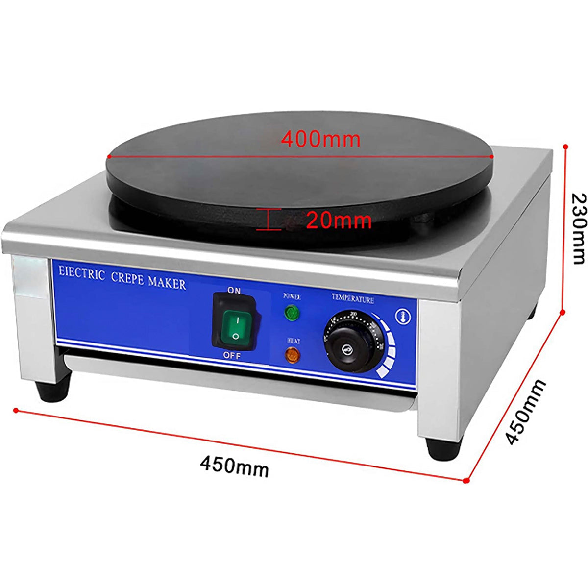 Crepe Maker Professional Single Crepe Machine,220V,60HZ,3KW, (6 months warranty) - Chefcoca