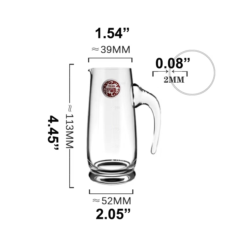 Tasse en verre graduée avec anse